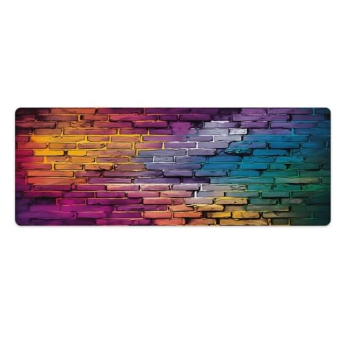 Vibrant Graffiti-Style Brick Large Extended Gaming Mouse Pad 31.5"x12" - XXL Computer Desk Mat for Keyboard and Mouse - Non-Slip Rubber Base & Durable Stitched Edges - color: Black-1, size: 31.5"Lx12"W
