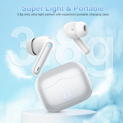 Wireless Earbuds, Bluetooth 5.4 Headphones in Ear with 4 ENC Noise Cancelling Mic, New Wireless Earphones HiFi Stereo Deep Bass 40H Playtime, In-Ear Bluetooth Earbuds LED Display IP7, USB-C, Silver - color: Sliver
