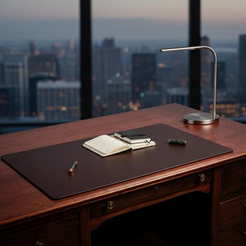 Dacasso Leather Desk Pad Without Side Rails - color: Chocolate Brown, size: 24" x 38"