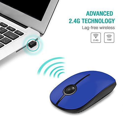 VssoPlor Wireless Mouse, 2.4G Slim Portable Computer Mice with Nano Receiver for Notebook, PC, Laptop, Computer-Black Blue - color: Black Blue