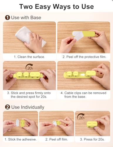 6 Pack Magnetic Cable Clips [1s Open/Lock], Laitver Cord Organizer Holder Strong Adhesive Desk Cable Management- Organize Charging Cords Neatly for Home, Office, Car,Desk, Nightstand-Cream Yellow - color: Cream Yellow