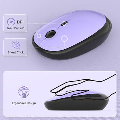 MOFII Wireless Keyboard and Mouse Combo, Full Size 2.4G Retro Round Computer Keyboard and Mouse Set, Plug and Play, for Windows, Computer, Desktop, PC, Notebook - (Black Purple Gradient) - color: Lovely-Black Purple Gradient