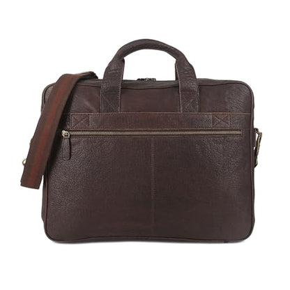 Leather briefcase 18 Inch Laptop Messenger Bags for Men and Women Best Office briefcase Satchel Bag (Brown) - color: Brown