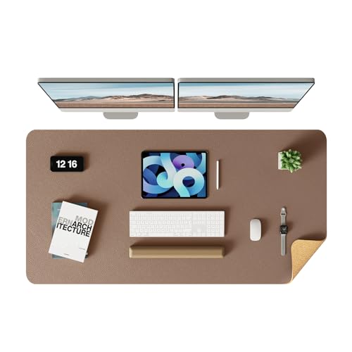 YSAGi Double-Sided Desk Pad, Leather Desk Mat, Eco Cork Desk Pad Protector,Large Mouse Pad,Waterproof Desk Blotter for Office/Home (Coffee+Cork, 47.2" x 23.6") - color: Coffee+cork, size: 47.2" x 23.6"