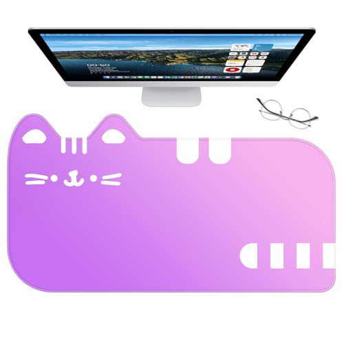Dapesuom Large Gaming Mouse Pad, Extended Mouse Mat with Stitched Edges, Cute Anime Cat Keyboard Pad with Non-Slip Base, Big XXL Desk Mats for Gamer, Computer, 29.5 x 15.9in, Pink Purple Gradient - color: Z-Pink Purple Gradient
