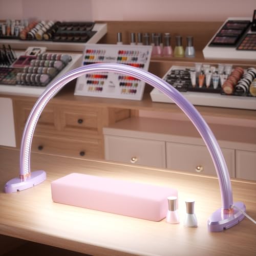 Moon Light Nail Tech,3 Color Temperature,20inch Half Moon Desk Lamp for Nail Techs for/Photograph/Crafts Etc Illuminated (Medium Size Purple) - size: 20inch Purple