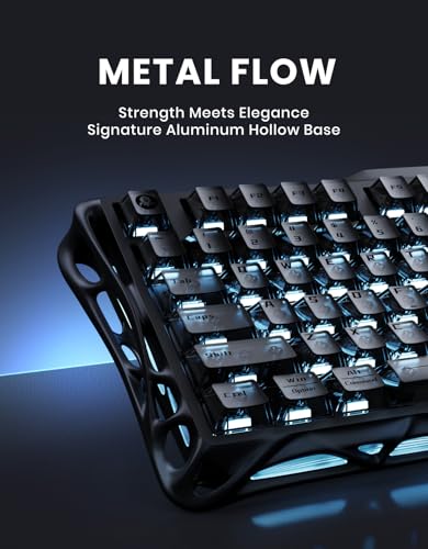 GravaStar Mercury K1 75% Wireless Mechanical Keyboard, Aluminum Alloy Gaming Keyboard with Knob, Hot Swappable, Linear Switches, Transparent Keycaps, RGB Backlit, 2.4GHz/BT5.0/USB for PC Gaming - color: Stealth Black