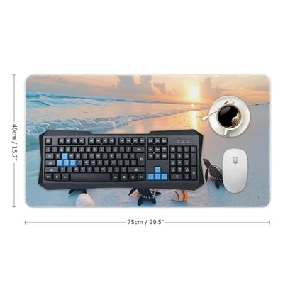 Ocean & Sunset Beach Scene Large Extended Gaming Mouse Pad (16x30in) - Durable Stitched Edges XXL Desk Mat for Keyboard and Mouse - Water Resistant & Non-Slip Rubber Base - color: black, size: 16x30in