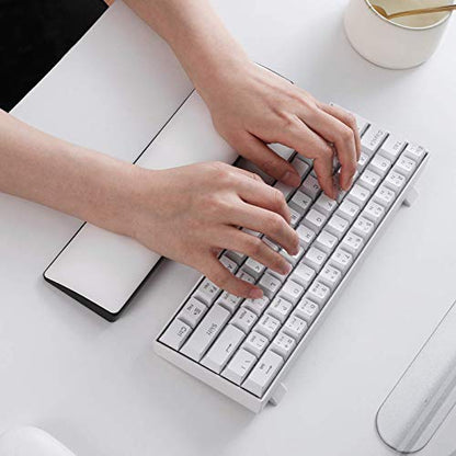 LTC Keyboard Wrist Rest, Cushion Support Pads for 61-Key Keyboard, for Office, Gaming, Computer PC Laptop Mac Typing, with PU Leather & Anti-Slip Rubber Base, Angle Inclined (60% Compact, White)