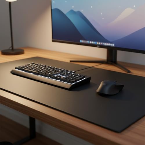 Dacasso Leather Desk Pad Without Side Rails - color: Black, size: 24" x 38"