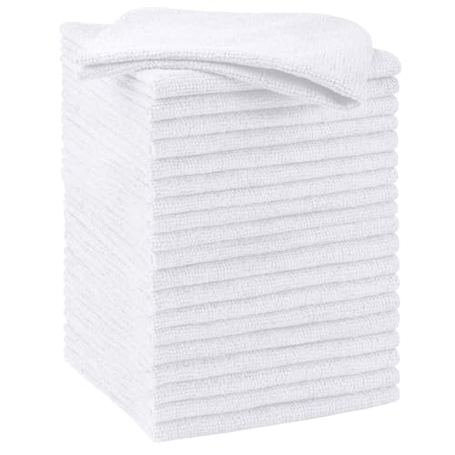 HOMEXCEL White Microfiber Cleaning Cloths, 20 Pack Cleaning Rags - Lint Free & Scratch-Free Microfiber Towels for Cars, House & Kitchen, Absorbent Cleaning Towels, 11.5 x 11.5 Inch - color: White