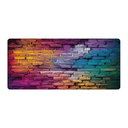 Vibrant Graffiti-Style Brick Large Extended Gaming Mouse Pad 36"x16" - XXL Computer Desk Mat for Keyboard and Mouse - Non-Slip Rubber Base & Durable Stitched Edges - color: Black-1, size: 36"Lx16"W