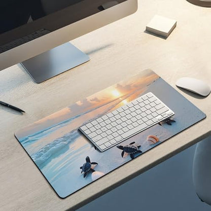 Ocean & Sunset Beach Scene Large Extended Gaming Mouse Pad (12x24in) - Durable Stitched Edges XXL Desk Mat for Keyboard and Mouse - Water Resistant & Non-Slip Rubber Base - color: black, size: 12x24in