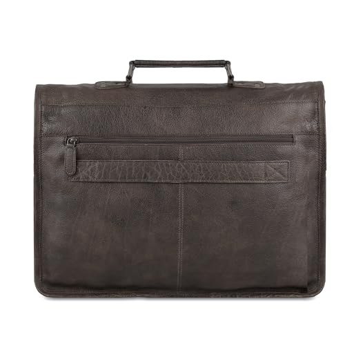 Leather briefcase 18 inch laptop messenger bag for men and women best satchel office bag - color: Grey, size: 16 Inch