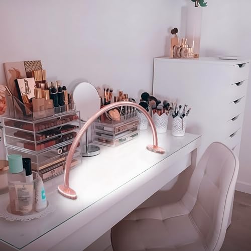 Half Moon Light Nail for Desk led lamp tech Manicure Foldable Arch Professional Art Eyelash Table Techs Beauty Tattoo spa White Artistic Desktop Lager Sized lash Shade Lashes Makeup Eye-Caring - size: 24inch Pink