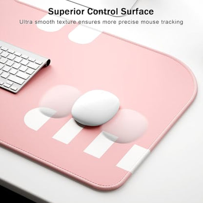 Dapesuom Large Gaming Mouse Pad, Extended Mouse Mat with Stitched Edges, Cute Anime Cat Keyboard Pad with Non-Slip Base, Big XXL Desk Mats for Gamer, Computer, Office Accessories, 29.5 x 15.9in, Pink - color: Pink