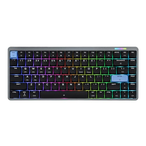 EPOMAKER Luma84 Low Profile Aluminum Mechanical Keyboard, QMK/VIA Programmable, Tri-Mode Wireless, Win/MAC/Linux Compatible, RGB Backlight (Black&Blue, Gateron Low-Profile Brown Switch) - color: Black&Blue, size: Gateron Low-Profile Brown Switch