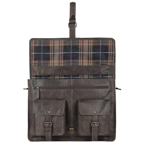 Leather briefcase 18 inch laptop messenger bag for men and women best satchel office bag - color: Grey, size: 16 Inch
