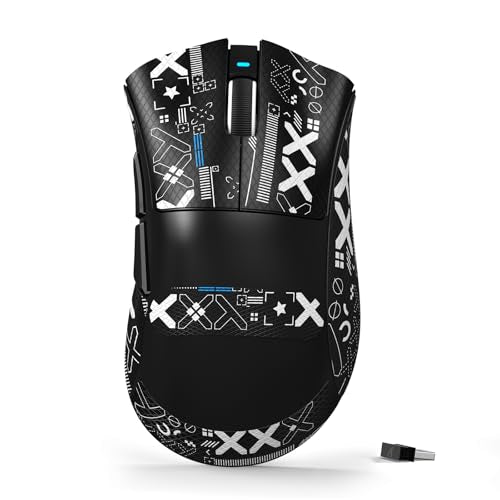 ATTACK SHARK V3 Ultra-Light Wireless Gaming Mouse,PAW3311 Sensor, 500mAh, 62g, 25KDPI 2.4G/BT/USB-C Rechargeable Wireless Mouse with 5 Programmable Buttons for Laptop,PC,Mac Gamer (Black Griptap) - color: Black Griptape