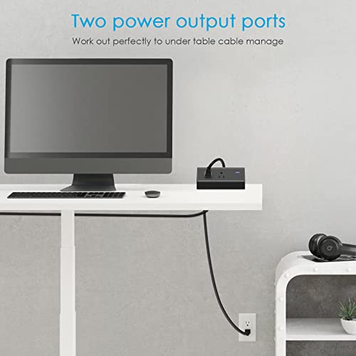 CCCEI Desk Power Strip with 18W USB C Fast Charge Port, Black 800J Surge Protector Clamp Desktop Outlet, Table Edge Mount Socket 6FT and Fit 1.6 inch Tabletop Edge Thick. - color: Black_20W, size: 6FT