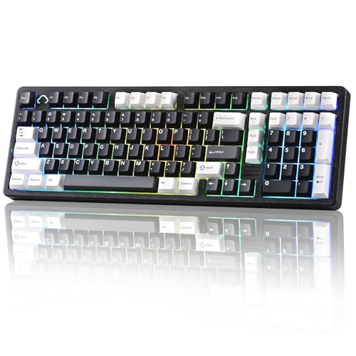 YUNZII AL98 QMK/VIA Wireless Mechanical Gaming Keyboard,Full Aluminum,BT/2.4G/USB-C, Pre-Lubed Hot Swappable Gasket Mount 1800 Layout,RGB Backlit for Win/Mac (Black, Milk Switch) - color: Black, size: Milk Switch