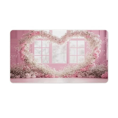 Valentine's Day Pink Cherry Blossom & Heart Large Extended Gaming Mouse Pad 30"x16" - XXL Computer Desk Mat for Keyboard and Mouse - Non-Slip Rubber Base & Durable Stitched Edges - color: Black-2, size: 30"Lx16"W