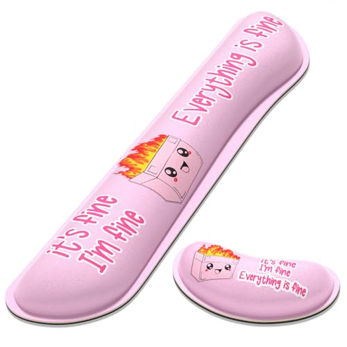 Dapesuom Enlarge Keyboard Wrist Rest, Memory Foam Wrist Cushion for Desk Mats Support, Typing Pain Relief Keyboard Mouse Pad Rests Set with Non-Slip Base for Gaming Laptop Computer, Pink Dumpster - color: Pink Dumpster