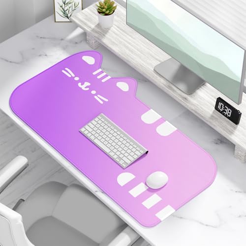 Dapesuom Large Gaming Mouse Pad, Extended Mouse Mat with Stitched Edges, Cute Anime Cat Keyboard Pad with Non-Slip Base, Big XXL Desk Mats for Gamer, Computer, 29.5 x 15.9in, Pink Purple Gradient - color: Z-Pink Purple Gradient
