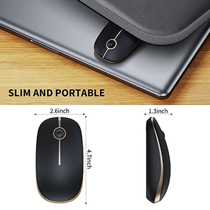 VssoPlor Wireless Mouse, 2.4G Slim Portable Computer Laptop Mouse with Nano Receiver Quiet Silent Optical Mice for Notebook, PC, Laptop, Computer-Black and Gold - color: Black and Gold