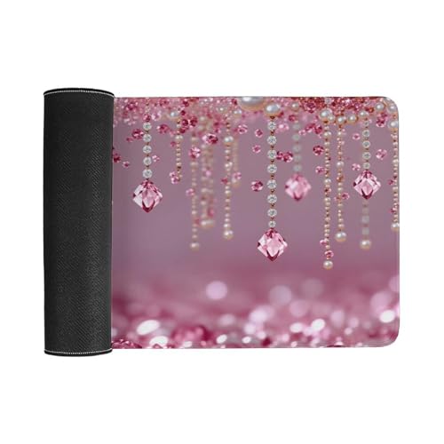 Pink Glitter Backdrop Large Extended Gaming Mouse Pad 30"x16" - XXL Computer Desk Mat for Keyboard and Mouse - Non-Slip Rubber Base & Durable Stitched Edges - color: Black-10, size: 30"Lx16"W
