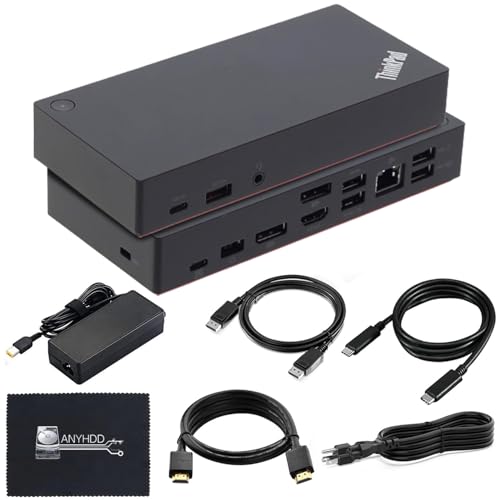 40AS0090US Lenovo Thinkpad Docking Station Gen 2-1 Year Warranty, Lenovo Docking Station for Laptop with 90W Adapter, HDMI, USB-C, DisplayPort Cables & Cloth - Universal Thunderbolt 3 Dock - style: Lenovo 40AS0090US New