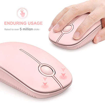 VssoPlor Wireless Mouse, 2.4G Slim Portable Computer Laptop Mouse with Nano Receiver Quiet Silent Optical Mice for Notebook, PC, Laptop, Computer-Pure Pink - color: Pink