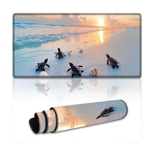 Ocean & Sunset Beach Scene Large Extended Gaming Mouse Pad (12x24in) - Durable Stitched Edges XXL Desk Mat for Keyboard and Mouse - Water Resistant & Non-Slip Rubber Base - color: black, size: 12x24in