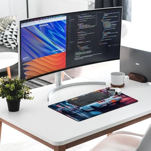 Large Ergonomic Gaming Mouse Pad JDM Street Art Japanese Cars in Tokyo Night Cityscape Theme with Non-Slip Base Water-Resistant Surface and Stitched Edges, 30x60cm - color: Style-4, size: 30x60cm