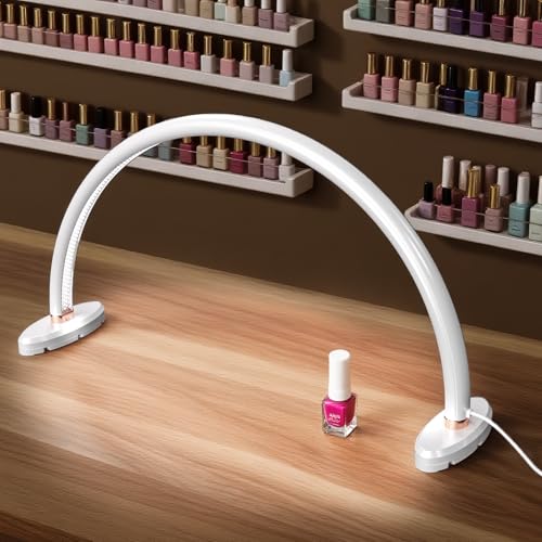 Small Half Moon Light for Nail Desk, 3 Color Temperature 3500K-6500K,180°Surround Moon Light Nail Tech,Half moon nail lamp for Manicure Sculpture Handicrafts etc Lighting,Personal DIY use 16inch - size: 16inch White