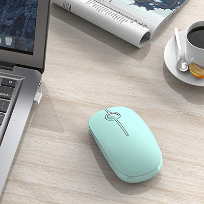 VssoPlor Wireless Mouse, 2.4G Slim Portable Computer Mice with Nano Receiver for Notebook, PC, Laptop, Computer (Mint Green) - color: Mint Green