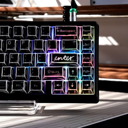 XVX Black Translucent Keycaps,PBT Keycap Set Cherry Profile,Dye Sublimation Graffiti Keyboard Keycaps Suitable for 60% 65% 75% 80% 100% MX Switches Mechanical Keyboard - color: Black