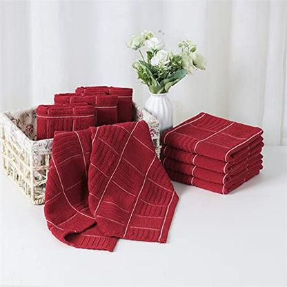 Glynniss Red Kitchen Towels and Dishcloths Set, Dish Towels and Dish Rags Set for Washing Dishes, Cleaning and Drying Pack of 8 (red) - color: Red