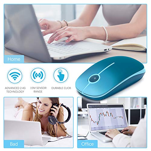 VssoPlor Wireless Mouse, 2.4G Slim Portable Computer Laptop Mouse with Nano Receiver Quiet Silent Optical Mice for Notebook, PC, Laptop, Computer-Gradient Blue - color: Gradient Blue