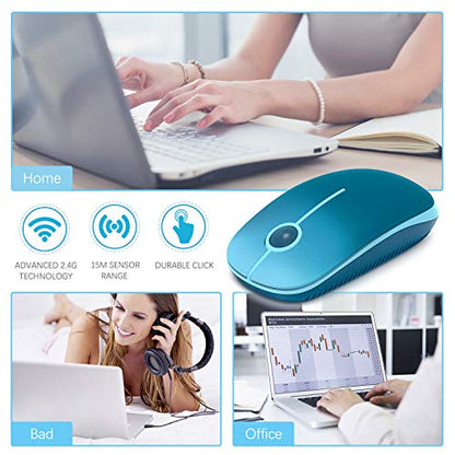 VssoPlor Wireless Mouse, 2.4G Slim Portable Computer Laptop Mouse with Nano Receiver Quiet Silent Optical Mice for Notebook, PC, Laptop, Computer-Gradient Blue - color: Gradient Blue