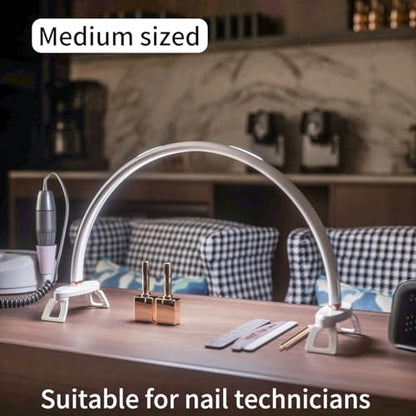 Half Moon Nail Desk Lamp,USB Powered Tri-Color Temperature Brightness Adjustable Arch Light for Moon Light Nail Tech/Handicraft Lighting (Medium Size White) - size: 20 inch white