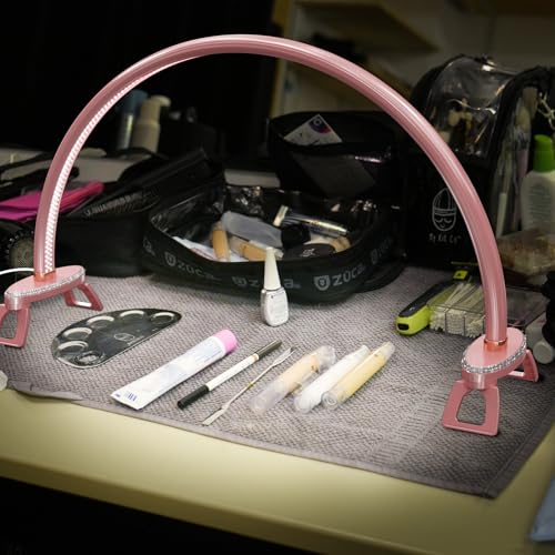 Half Moon Light Nail for Desk led lamp tech Manicure Foldable Arch Professional Art Eyelash Table Techs Beauty Tattoo spa White Artistic Desktop Lager Sized lash Shade Lashes Makeup Eye-Caring - size: 24inch Pink