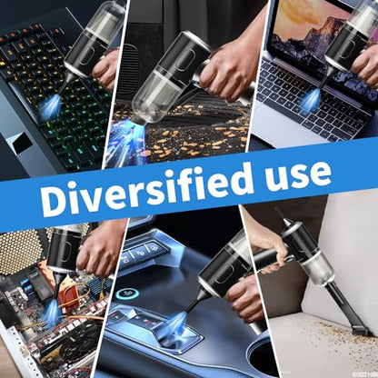 Vcwtty 3 in 1 Keyboard Vacuum Cleaner, 12000PA High Power Handheld Car Vacuum, Cordless Portable Mini Table Vacuum Cleaner, Compressed Air Duster Keyboard Cleaner for Car,Desktop, Pet Hair Cleaning