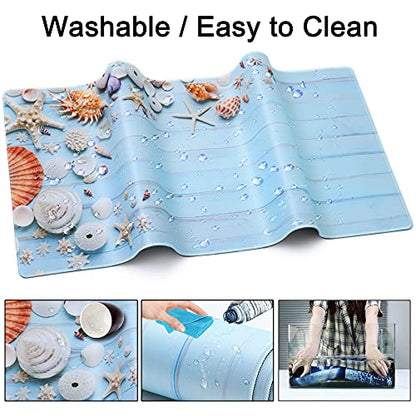 Desk Mat,Large Mouse Pad 35''×15.6'' XXL Extended Gaming Mouse Pad Mat with Non-Slip Base Stitched Eges Mousepad for Computer,Office,Keyboard and Laptop - Sea Shell - color: C5-Sea Shell