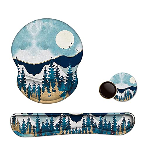 ArtSo Mouse Pad Keyboard Wrist Rest Support Ergonomic, Upgraded Cushion Mousepad Gel Memory Foam Non-Slip Rubber Base Pain Relief & Easy Typing for Home,Office, Abstract Mountain - color: Abstract Mountain
