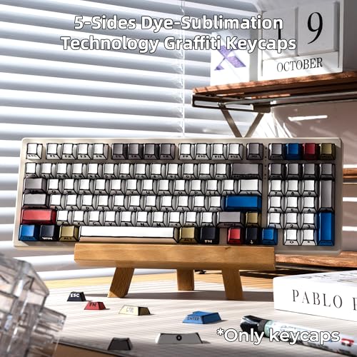 XVX Retro PBT Keycaps, Side Printed Keycap Set Cherry Profile, Dye Sublimation Graffiti Keyboard Keycaps Suitable for 60% 65% 75% 80% 100% MX Switches Mechanical Keyboard - color: Side Printed Graffiti