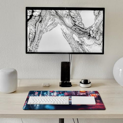 Large Ergonomic Gaming Mouse Pad JDM Street Art Japanese Cars in Tokyo Night Cityscape Theme with Non-Slip Base Water-Resistant Surface and Stitched Edges, 30x60cm - color: Style-4, size: 30x60cm