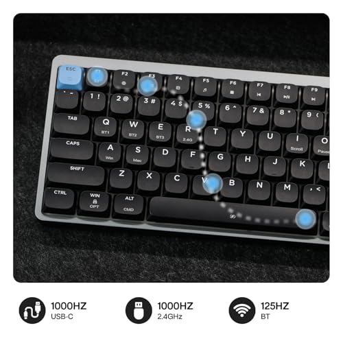 EPOMAKER Luma84 Low Profile Aluminum Mechanical Keyboard, QMK/VIA Programmable, Tri-Mode Wireless, Win/MAC/Linux Compatible, RGB Backlight (Black&Blue, Gateron Low-Profile Brown Switch) - color: Black&Blue, size: Gateron Low-Profile Brown Switch