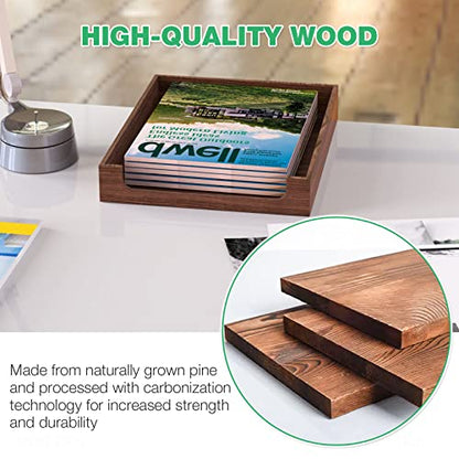 Wooden Letter Tray Natural Pine Wood Desktop Organizer, Multi-Functional Storage for Office, Kitchen - Perfect for Files, Supplies and Small Accessories, Stackable Space-Saving (Rustic Burnt)