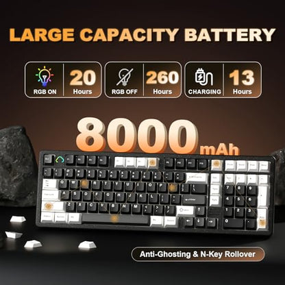 YUNZII AL98 QMK/VIA Wireless Mechanical Gaming Keyboard,Full Aluminum,BT/2.4G/USB-C, Pre-Lubed Hot Swappable Gasket Mount 1800 Layout,RGB Backlit for Win/Mac (Black, Milk Switch) - color: Black, size: Milk Switch